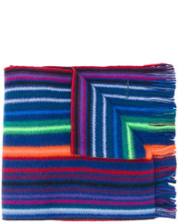 Sciarpa di lana a righe orizzontali blu di Paul Smith