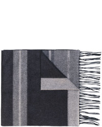 Sciarpa di lana a righe orizzontali grigia di Salvatore Ferragamo