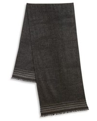 Sciarpa di lana a righe orizzontali grigio scuro