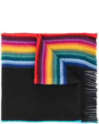 Sciarpa di lana a righe orizzontali nera di Paul Smith