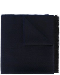 Sciarpa di lana con motivo a zigzag blu scuro di Z Zegna