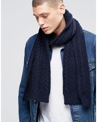 Sciarpa di lana lavorata a maglia blu scuro di Asos