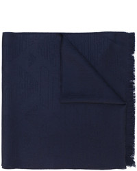 Sciarpa di lana lavorata a maglia blu scuro di Emporio Armani