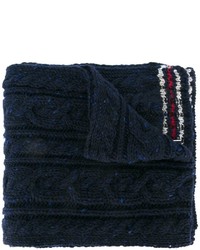 Sciarpa di lana lavorata a maglia blu scuro di Thom Browne