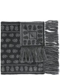 Sciarpa di lana lavorata a maglia grigio scuro di Alexander McQueen