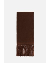 Sciarpa di lana lavorata a maglia marrone scuro di AMI Alexandre Mattiussi