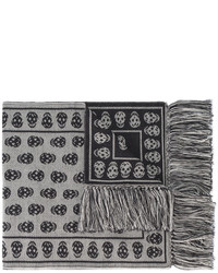 Sciarpa di lana stampata grigia di Alexander McQueen
