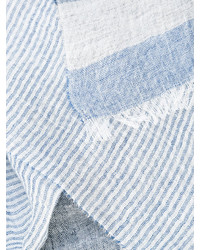 Sciarpa di lino a righe verticali azzurra di Fay