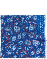 Sciarpa di lino stampata blu