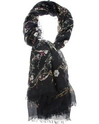 Sciarpa di seta a fiori nera di Alexander McQueen