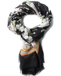 Sciarpa di seta a fiori nera di Dolce & Gabbana