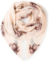 Sciarpa di seta a fiori rosa di Alexander McQueen
