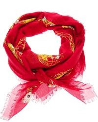 Sciarpa di seta a fiori rossa di Alexander McQueen
