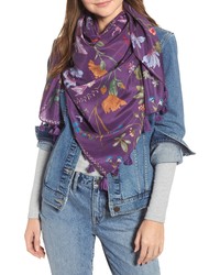 Sciarpa di seta a fiori viola