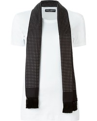 Sciarpa di seta a pois nera e bianca di Dolce & Gabbana