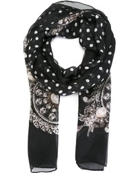 Sciarpa di seta a pois nera e bianca di Givenchy