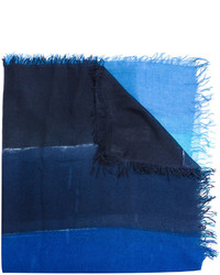 Sciarpa di seta a righe orizzontali blu scuro