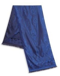 Sciarpa di seta con stampa cachemire blu