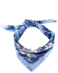 Sciarpa di seta con stampa cachemire blu di Elie Saab