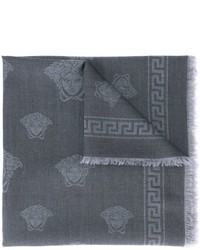 Sciarpa di seta grigio scuro di Versace