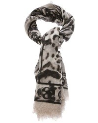 Sciarpa di seta leopardata grigia di Alexander McQueen