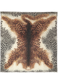 Sciarpa di seta leopardata marrone chiaro