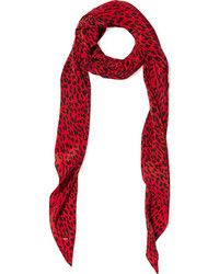 Sciarpa di seta leopardata rossa