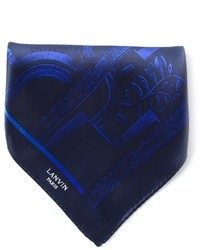 Sciarpa di seta stampata blu scuro di Lanvin