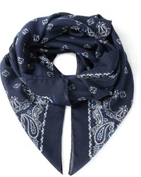 Sciarpa di seta stampata blu scuro di Saint Laurent