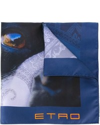 Sciarpa di seta stampata blu di Etro