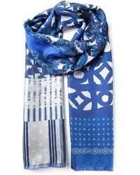 Sciarpa di seta stampata blu di Pierre Louis Mascia