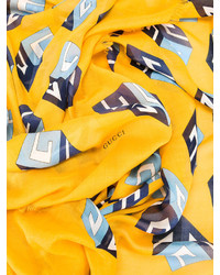 Sciarpa di seta stampata gialla di Gucci
