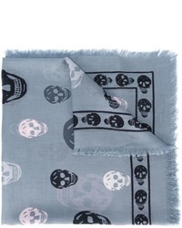 Sciarpa di seta stampata grigia di Alexander McQueen