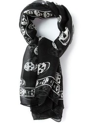 Sciarpa di seta stampata nera e bianca di Alexander McQueen