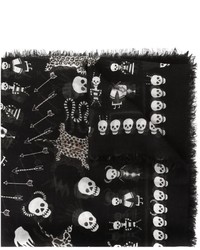 Sciarpa di seta stampata nera di Alexander McQueen