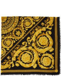 Sciarpa di seta stampata nera di Versace