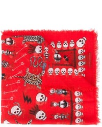 Sciarpa di seta stampata rossa di Alexander McQueen