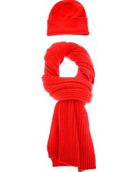 Sciarpa lavorata a maglia rossa