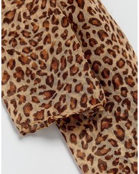 Sciarpa leopardata marrone chiaro di Reclaimed Vintage