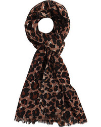 Sciarpa leopardata marrone scuro