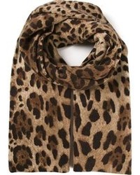 Sciarpa leopardata marrone di Dolce & Gabbana