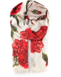 Sciarpa stampata bianca e rossa di Dolce & Gabbana