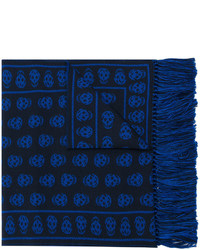 Sciarpa stampata blu scuro di Alexander McQueen