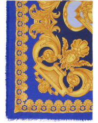 Sciarpa stampata blu di Versace