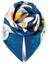 Sciarpa stampata blu di Salvatore Ferragamo