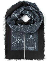 Sciarpa stampata grigio scuro di Gucci