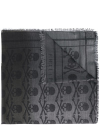 Sciarpa stampata grigio scuro di Philipp Plein