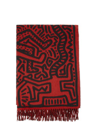 Sciarpa stampata rossa e nera