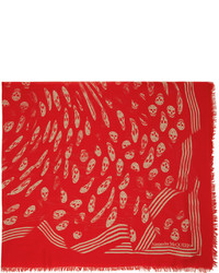 Sciarpa stampata rossa di Alexander McQueen