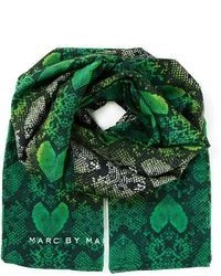 Sciarpa stampata verde scuro di Marc by Marc Jacobs